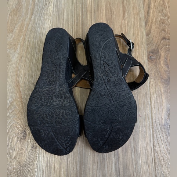 Clarks Alto Disco Leather Wedge Sandals Size 7 LNC - Picture 4 of 6